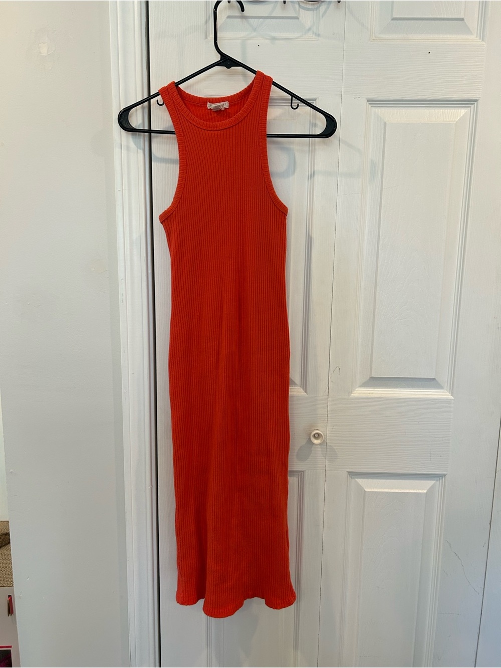 Billabong Ribbed Sleeveless Maxi Dress in Bright Orange